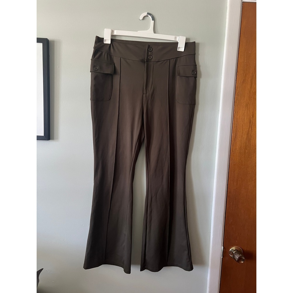 Halara Olive Green Pull On Flare Pants‎ Stretchy Women Size XL Petite